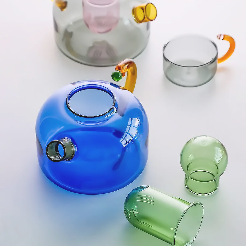 Ensemble de Thé en Verre Borosilicate | Couleurs Vives et Design Unique