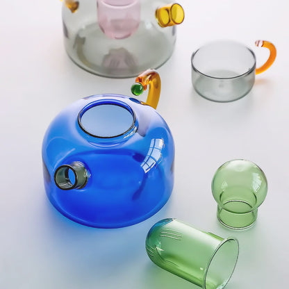 Ensemble de Thé en Verre Borosilicate | Couleurs Vives et Design Unique