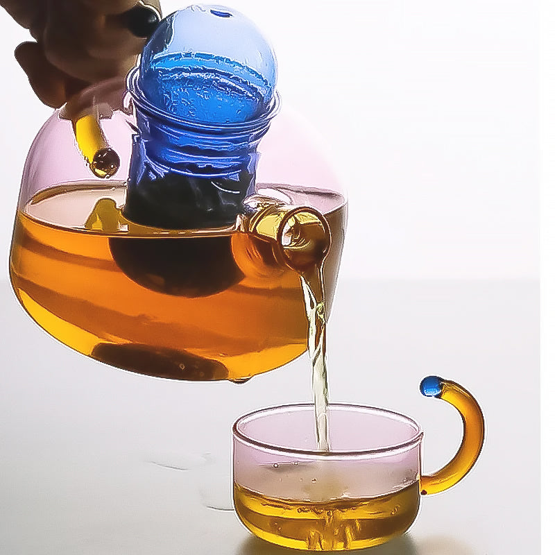 Ensemble de Thé en Verre Borosilicate | Couleurs Vives et Design Unique