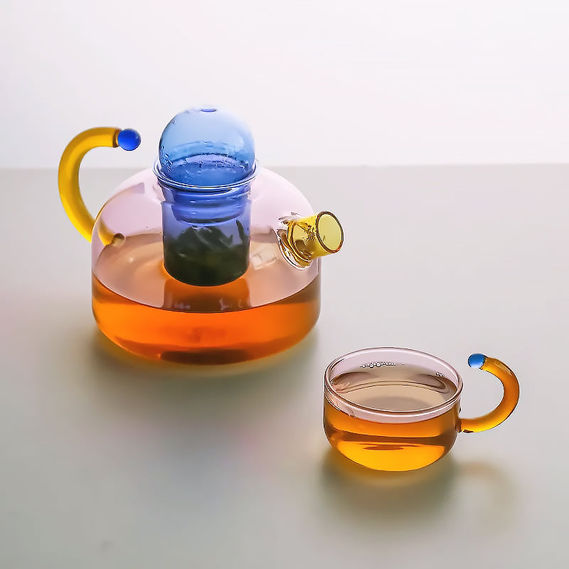 Ensemble de Thé en Verre Borosilicate | Couleurs Vives et Design Unique