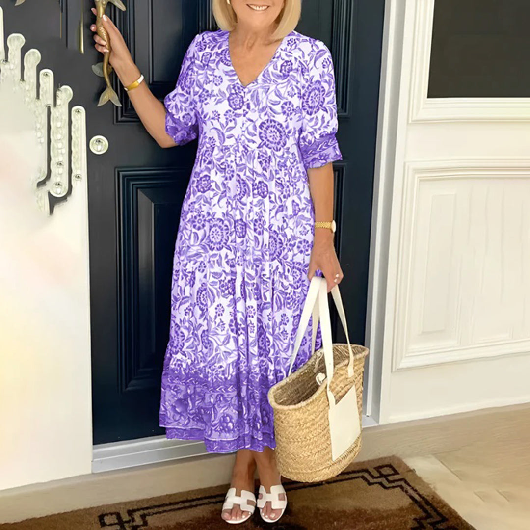 Robe Maxi Élégante Col V Femme | Confort d'Été et Style Cocktail