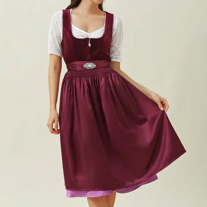 Robe Dirndl Violette avec Tablier | Élégance Traditionnelle pour Oktoberfest