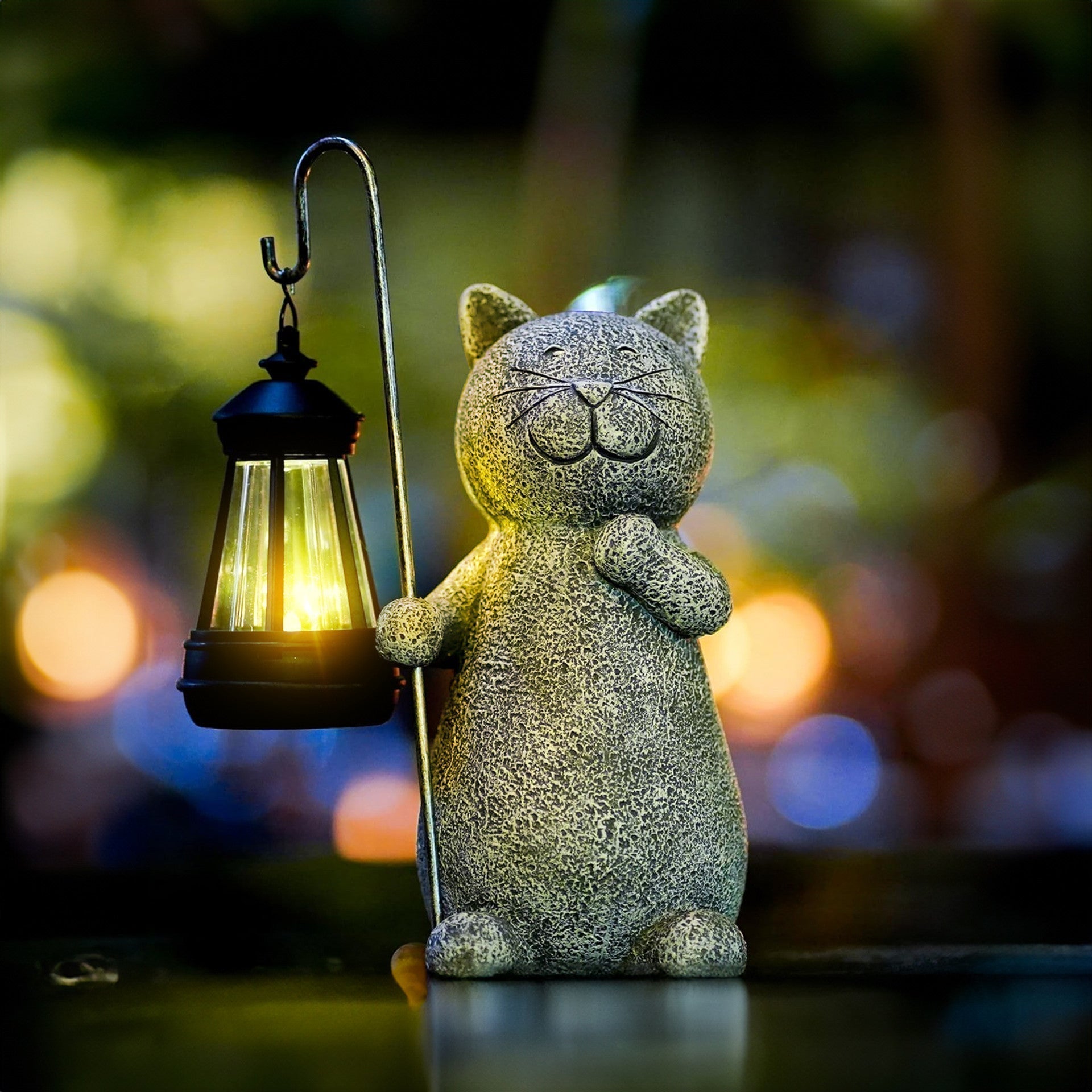 Lampe Solaire Chat Doré | Éclairez Votre Jardin avec Magie