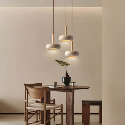 Luminaire Suspendu en Travertin | Éclairage Ambiant et Élégance Naturelle