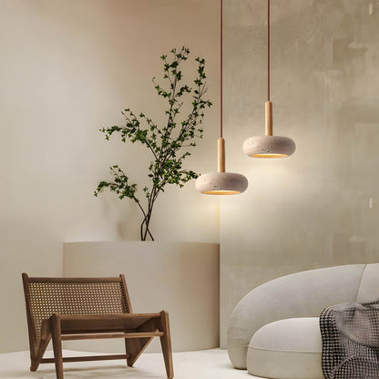 Luminaire Suspendu en Travertin | Éclairage Ambiant et Élégance Naturelle