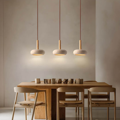 Luminaire Suspendu en Travertin | Éclairage Ambiant et Élégance Naturelle