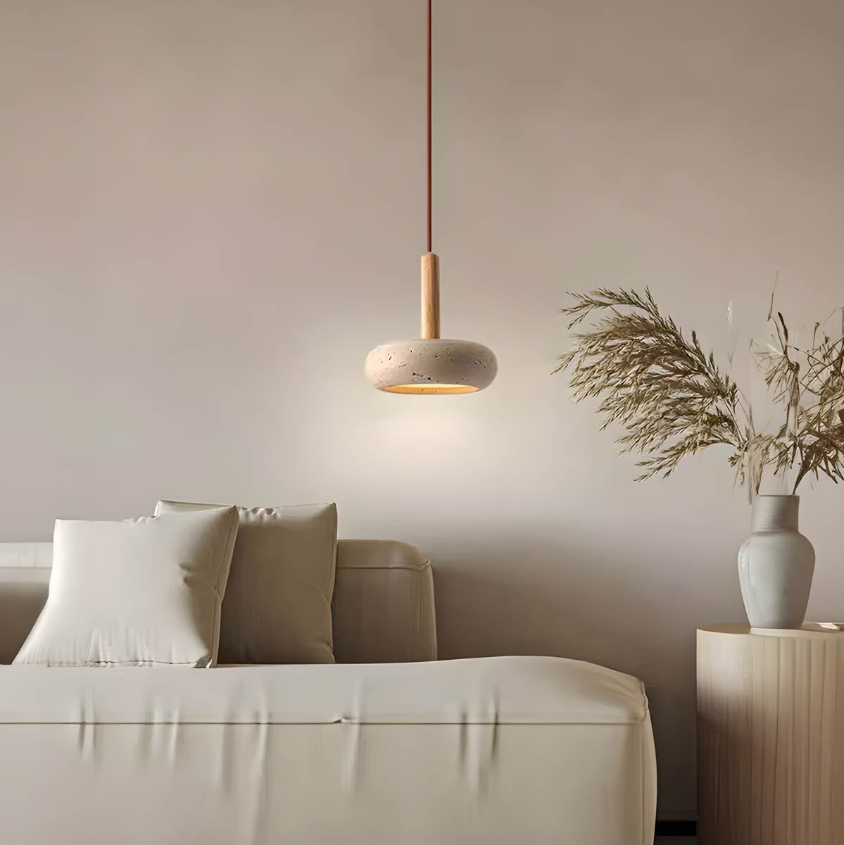 Luminaire Suspendu en Travertin | Éclairage Ambiant et Élégance Naturelle