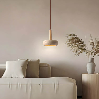 Luminaire Suspendu en Travertin | Éclairage Ambiant et Élégance Naturelle