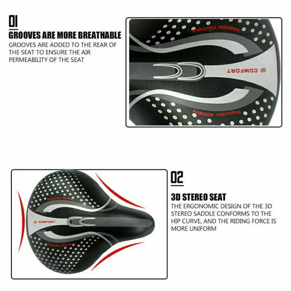 Selle de Vélo Confortable Extra Large | Rembourrage en Cuir PU et Absorption des Chocs