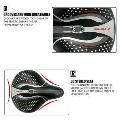 Selle de Vélo Confortable Extra Large | Rembourrage en Cuir PU et Absorption des Chocs