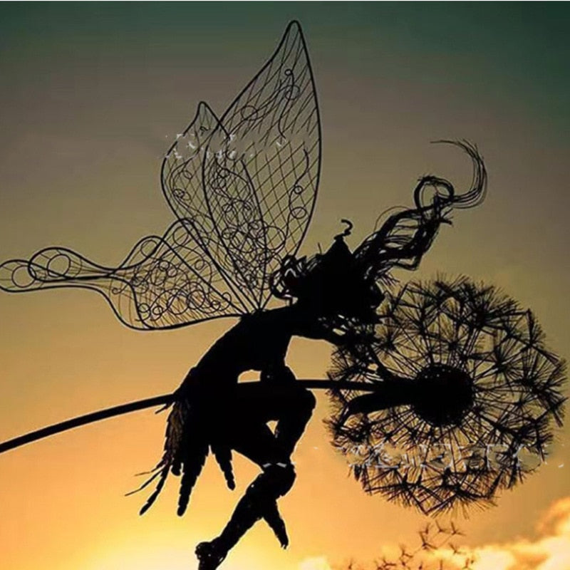 Sculpture de Fée en Métal pour Jardin | Art Résistant aux Intempéries et Magique