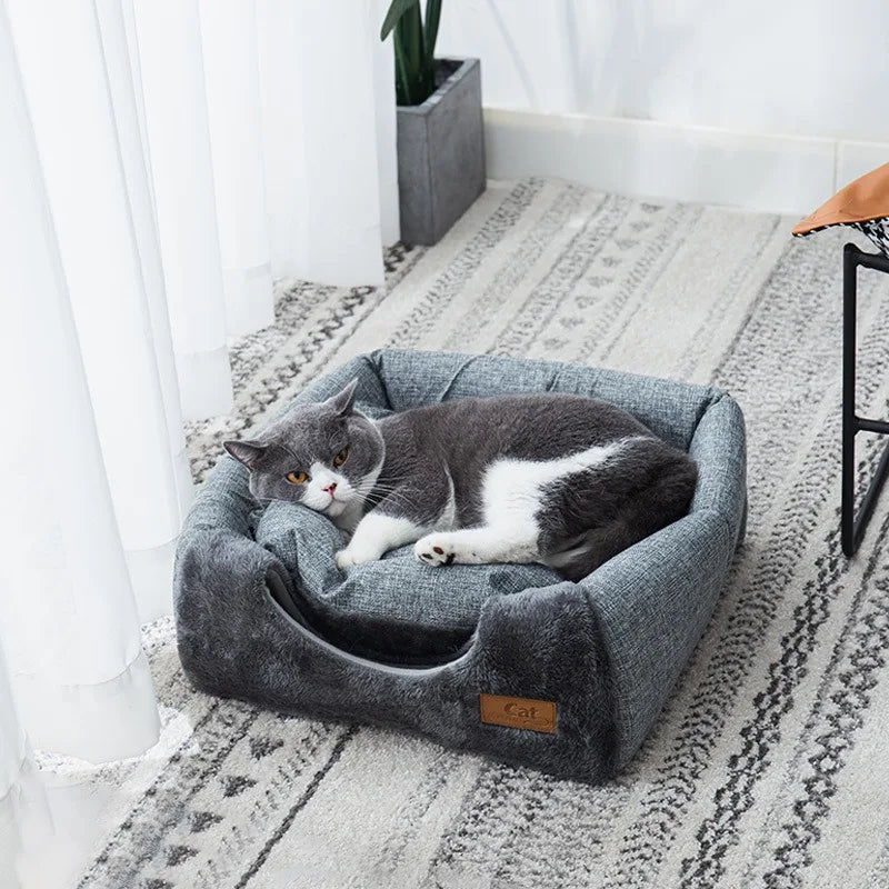 Maison pour Chat Fermée en Velours | Confort Ultime et Design Douillet