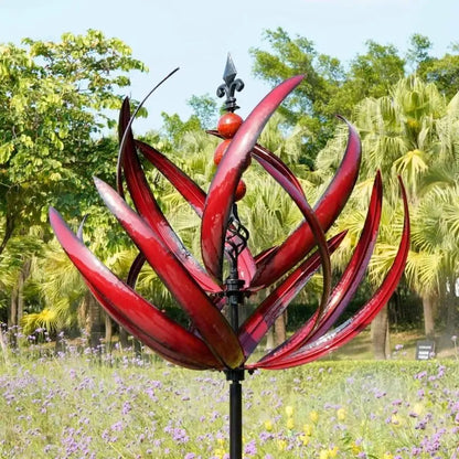 Sculpture d'art cinétique éolienne | Élégant Moulin à Vent en Métal
