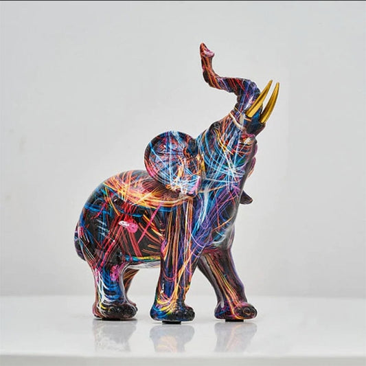 Sculpture d'Éléphant Abstrait Fait Main | Décoration Colorée et Unique pour Intérieur
