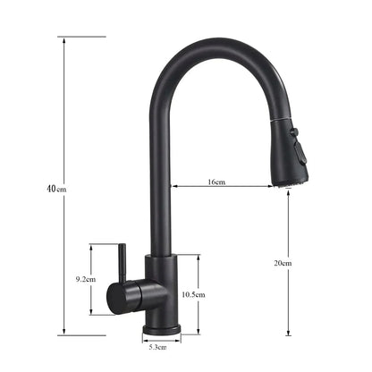 Robinet de Cuisine Pull-Down Noir | Élégance et Flexibilité au Quotidien