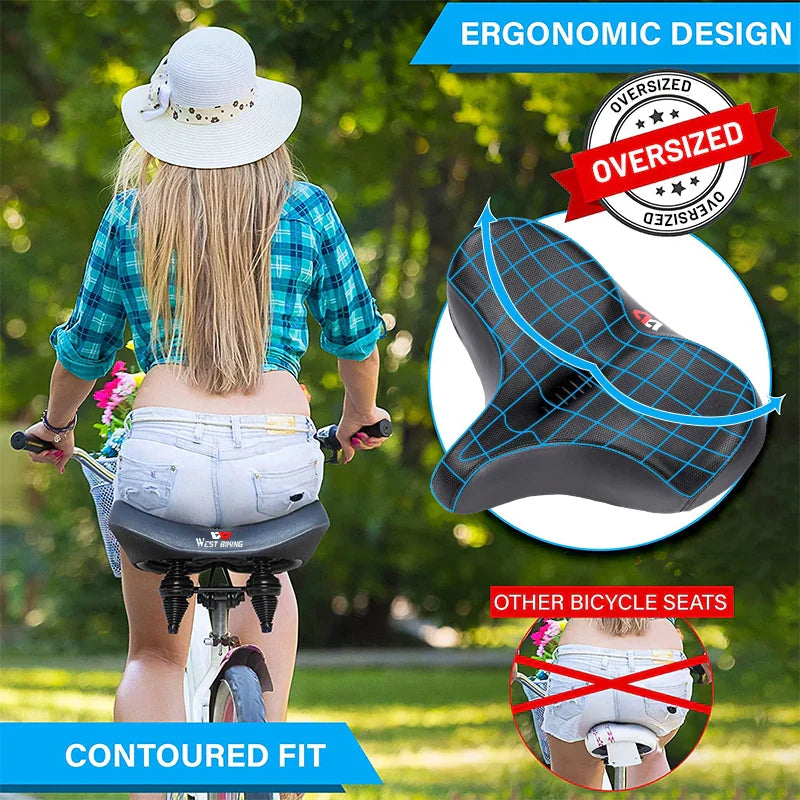 Selle de Vélo Confortable pour Longue Distance | Coussin Élargi et Absorption des Chocs