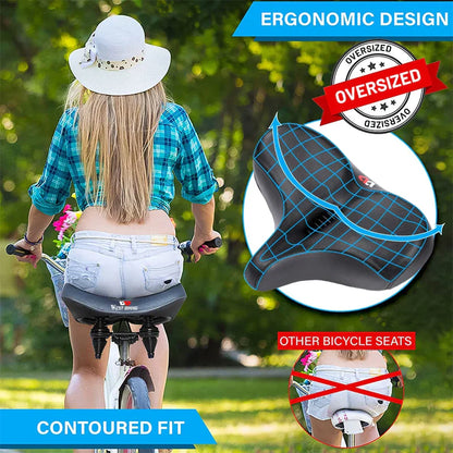 Selle de Vélo Confortable pour Longue Distance | Coussin Élargi et Absorption des Chocs