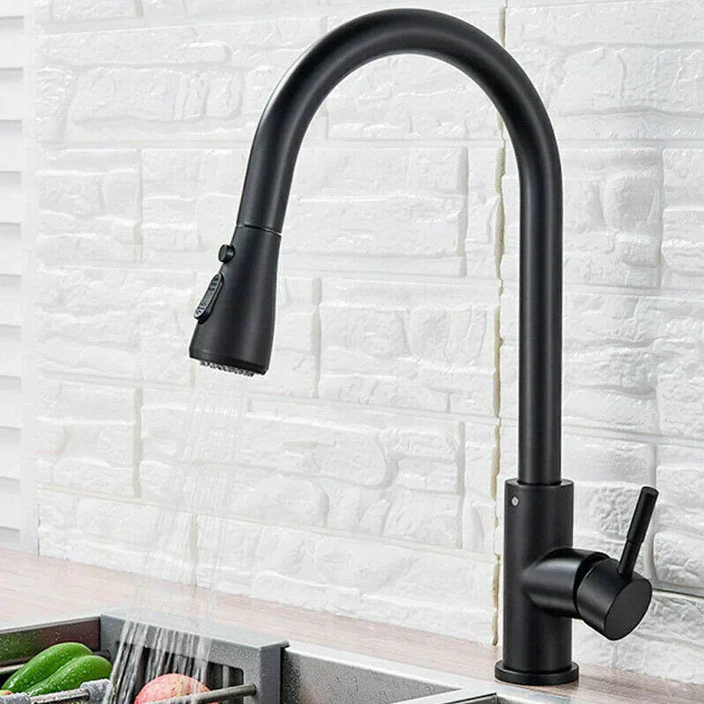 Robinet de Cuisine Pull-Down Noir | Élégance et Flexibilité au Quotidien