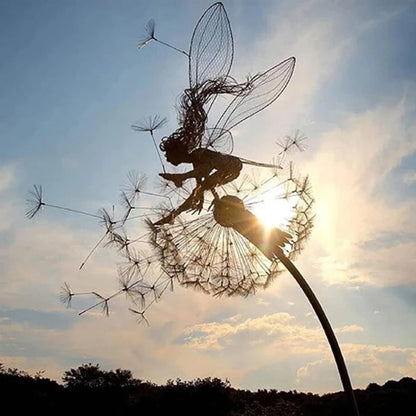 Sculpture de Fée en Métal pour Jardin | Art Résistant aux Intempéries et Magique