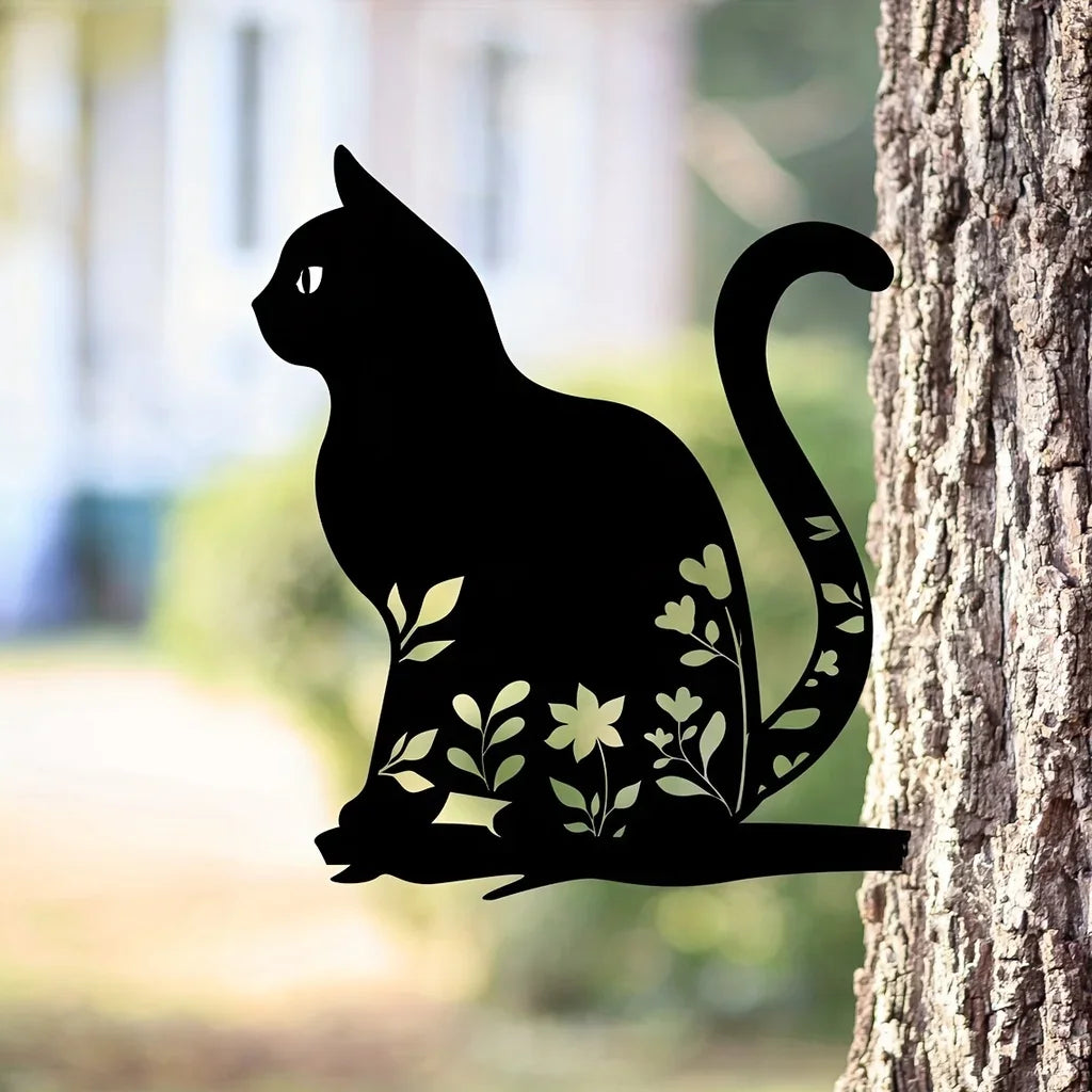 Ornement de Jardin en Métal Chat | Décor Extérieur Unique et Ludique