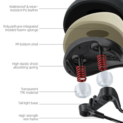 Selle de Vélo Confortable | Absorption des Chocs et Imperméable