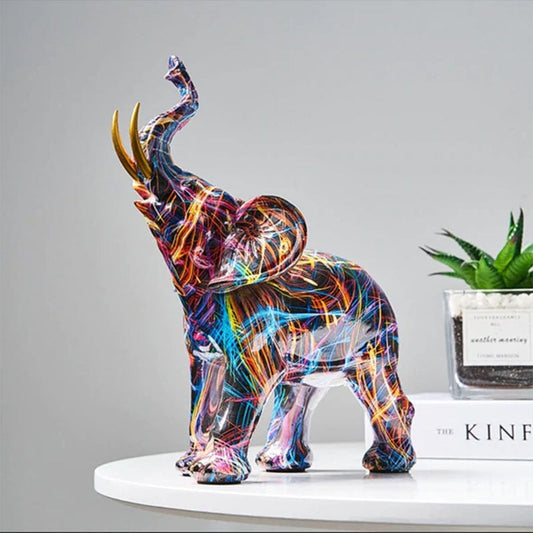 Sculpture Éléphant Abstrait Fait Main | Décoration Artistique Unique et Colorée