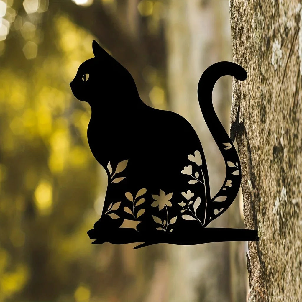 Ornement de Jardin en Métal Chat | Décor Extérieur Unique et Ludique