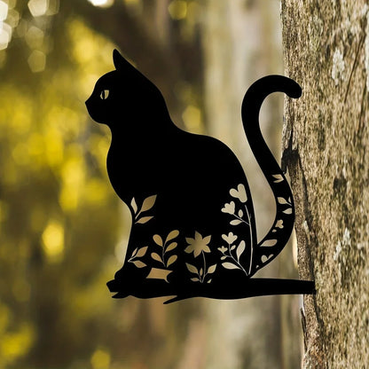 Ornement de Jardin en Métal Chat | Décor Extérieur Unique et Ludique