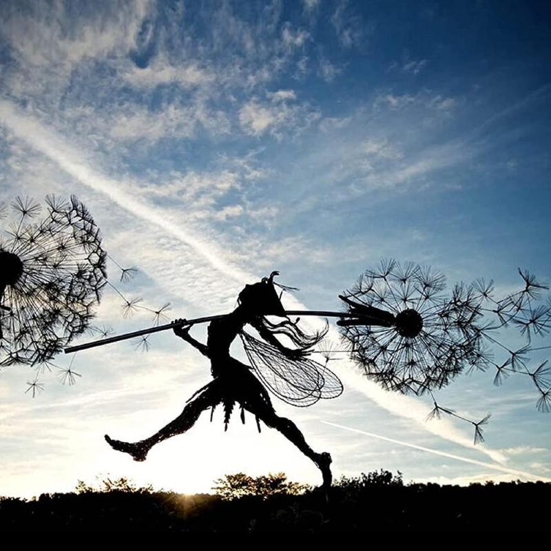 Sculpture de Fée en Métal pour Jardin | Art Résistant aux Intempéries et Magique