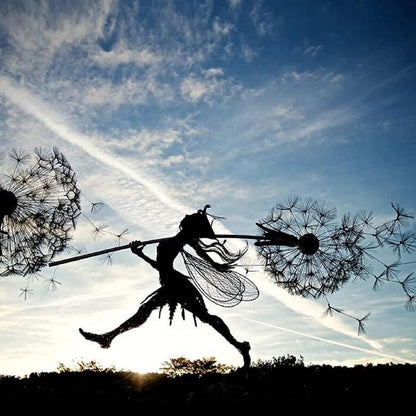 Sculpture de Fée en Métal pour Jardin | Art Résistant aux Intempéries et Magique