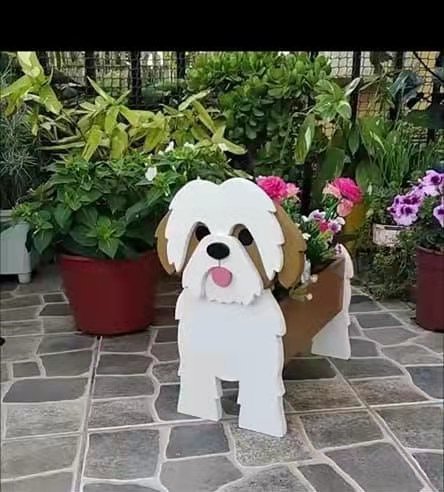 Pot de Fleurs Thème Chiens | Décoratif et Durable pour Intérieur/Extérieur