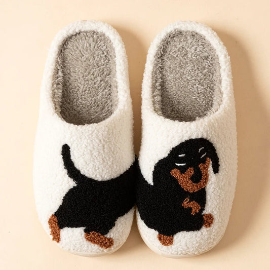 DACHTOES – Chaussons d'intérieur teckel douillets pour femmes – confort hivernal léger