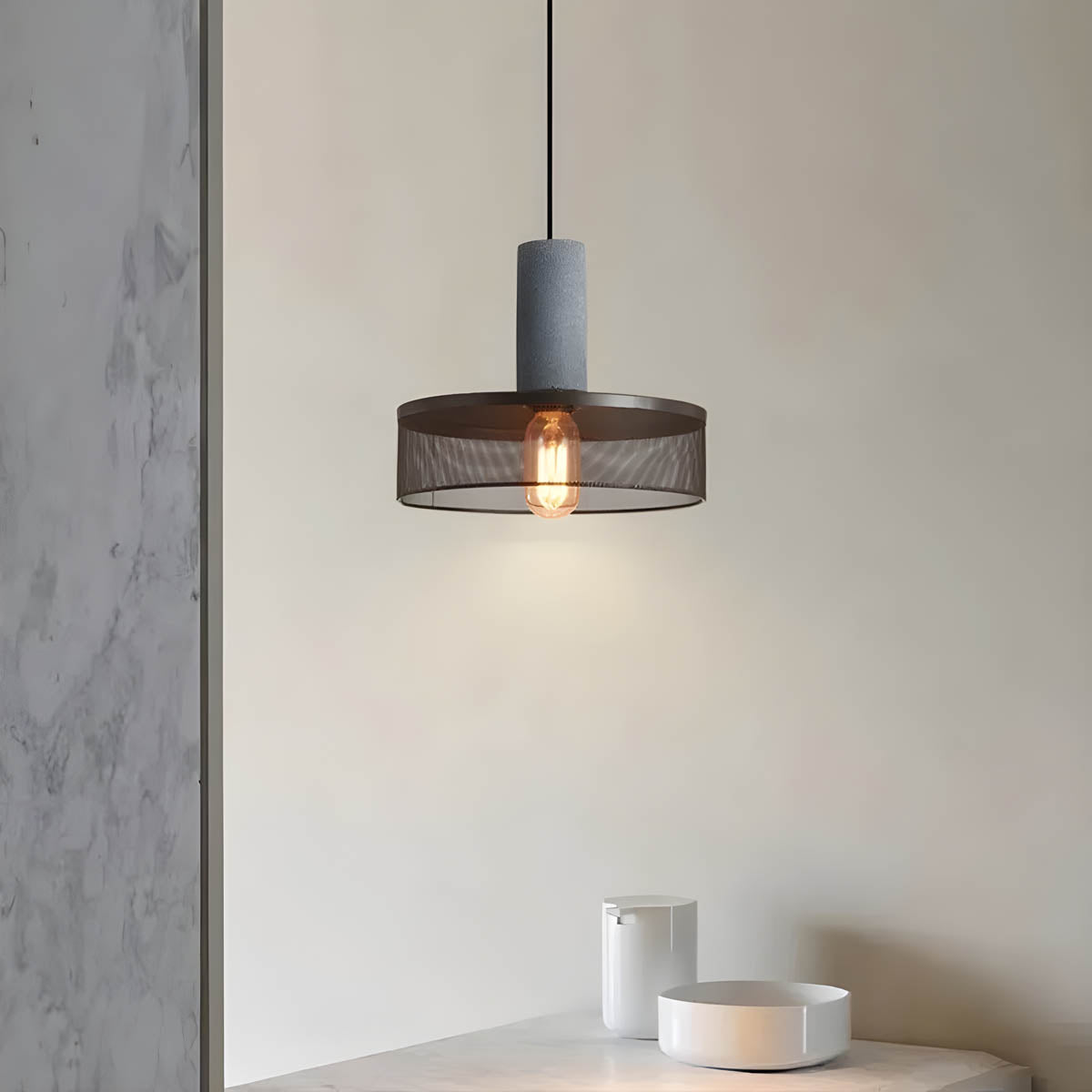 Lampe Suspendue Industrielle en Béton | Design Unique et Éclairage LED Efficace