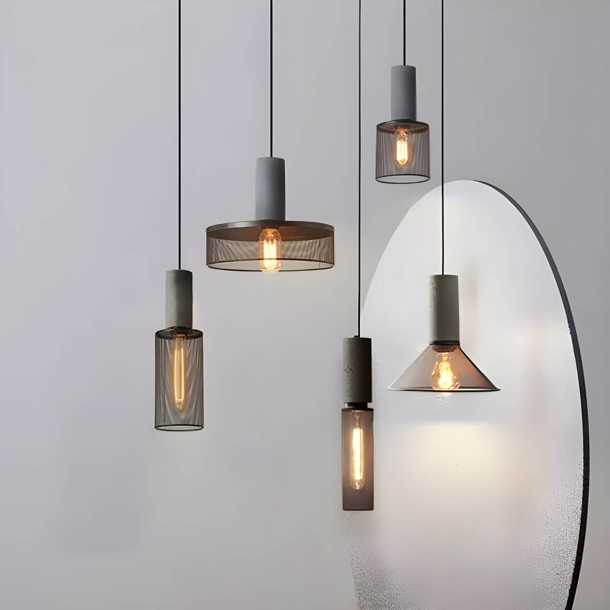 Lampe Suspendue Industrielle en Béton | Design Unique et Éclairage LED Efficace