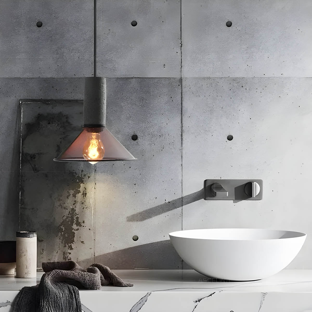 Lampe Suspendue Industrielle en Béton | Design Unique et Éclairage LED Efficace
