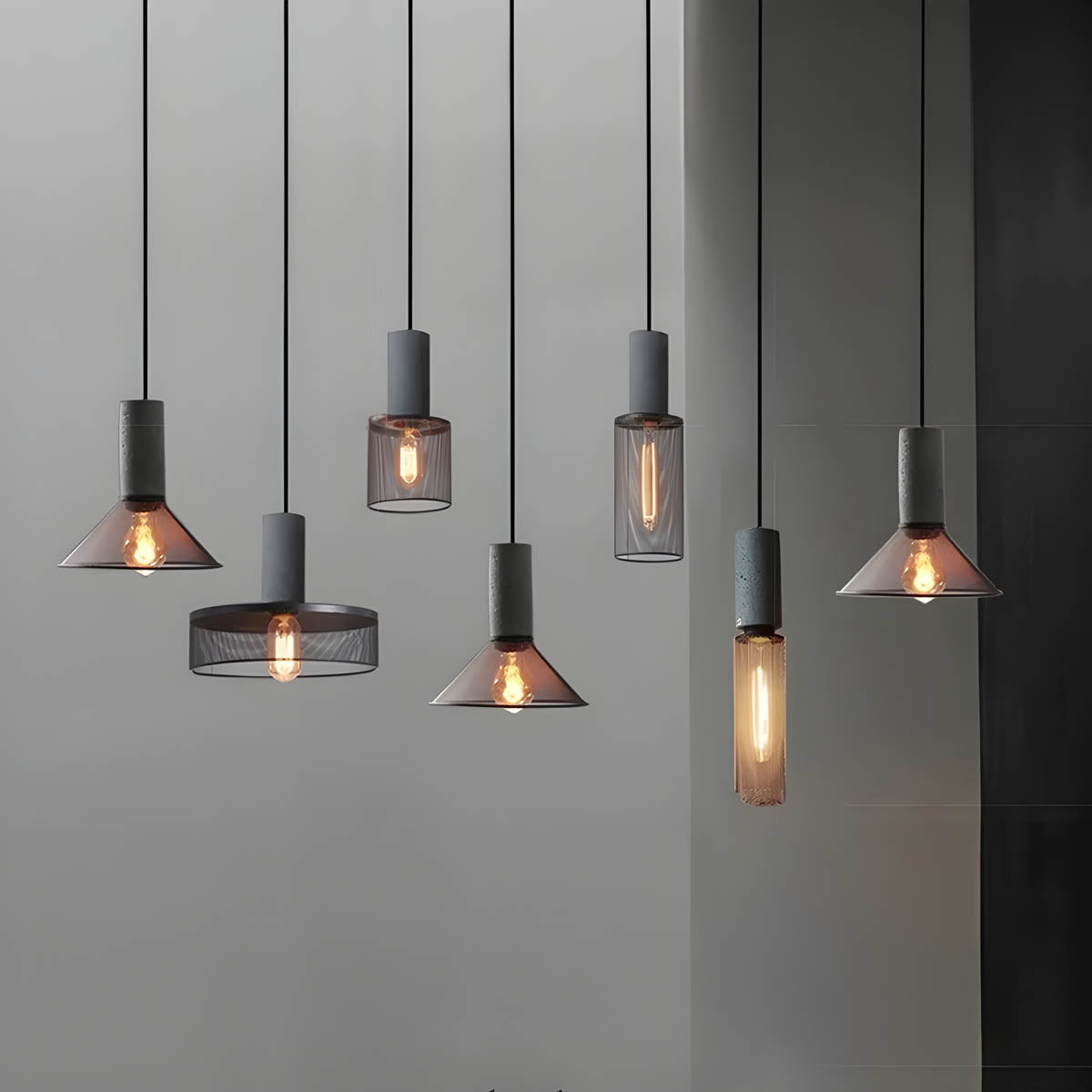 Lampe Suspendue Industrielle en Béton | Design Unique et Éclairage LED Efficace