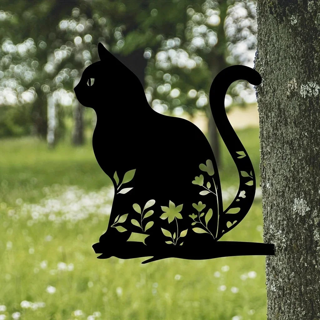 Ornement de Jardin en Métal Chat | Décor Extérieur Unique et Ludique
