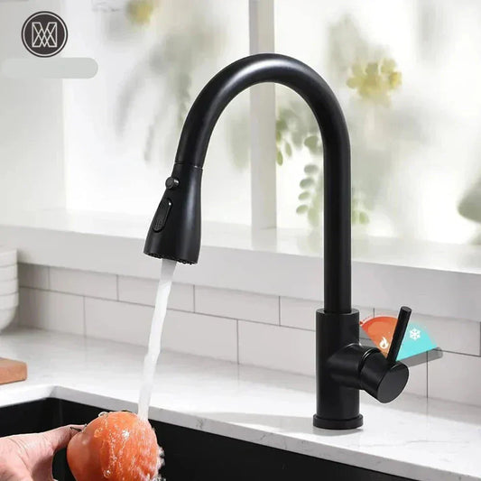 Robinet de Cuisine Pull-Down Noir | Élégance et Flexibilité au Quotidien