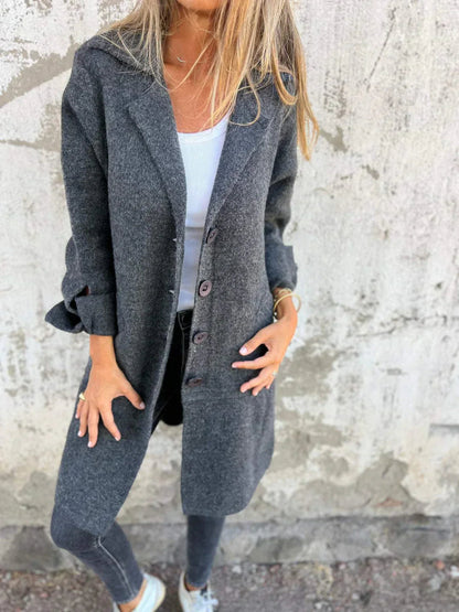 Manteau Long en Laine Mélangée | Élégance et Confort au Quotidien