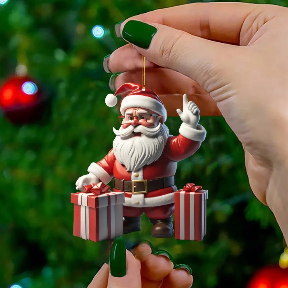 Décorations de Noël Suspendues | Ensemble de 3 Mini Pères Noël Joyeux