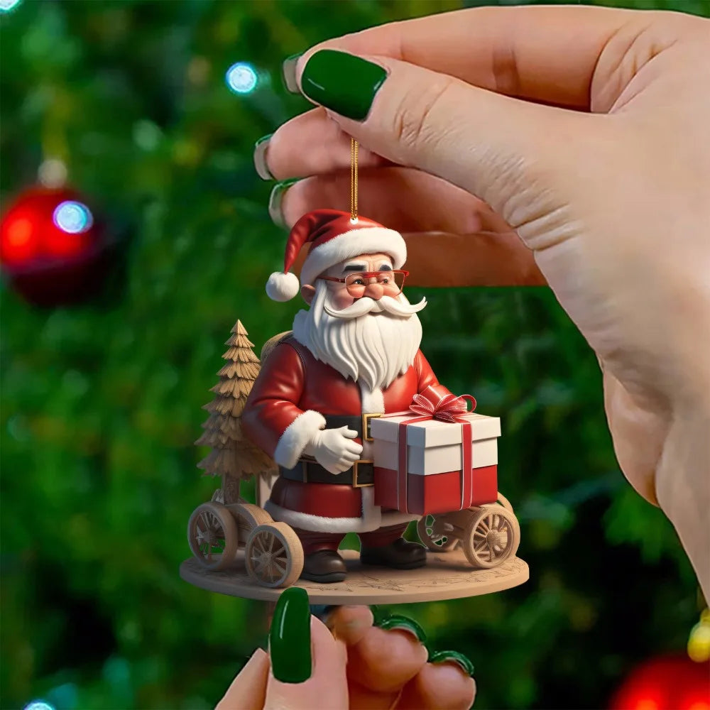 Décorations de Noël Suspendues | Ensemble de 3 Mini Pères Noël Joyeux