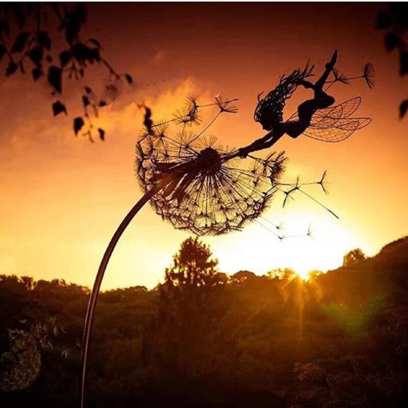 Sculpture de Fée en Métal pour Jardin | Art Résistant aux Intempéries et Magique