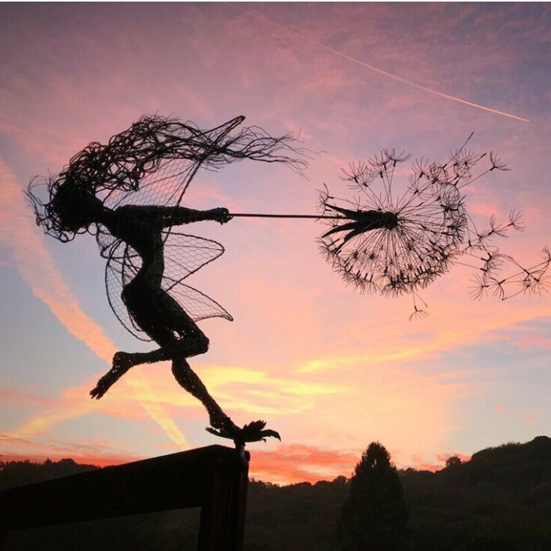 Sculpture de Fée en Métal pour Jardin | Art Résistant aux Intempéries et Magique