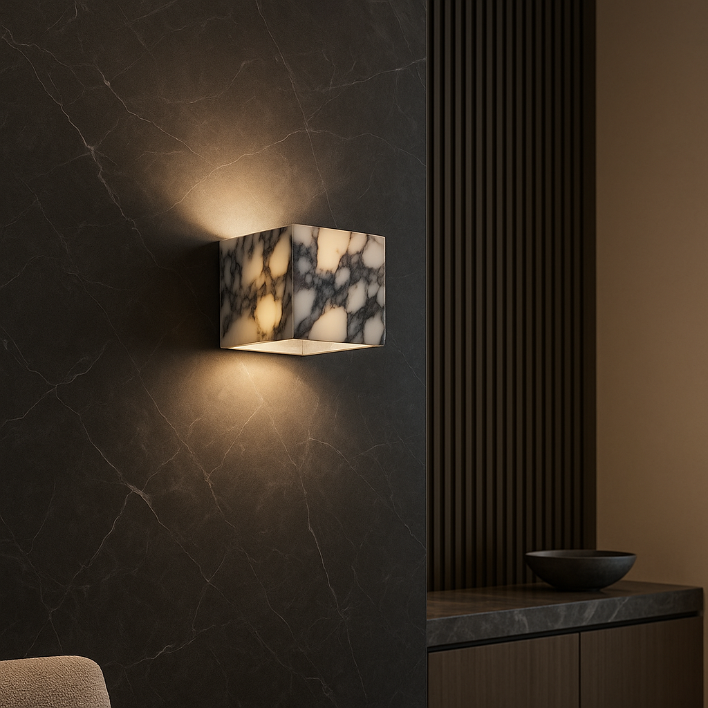 Applique Murale en Marbre | Élégante Lumière Ambiante pour Intérieur