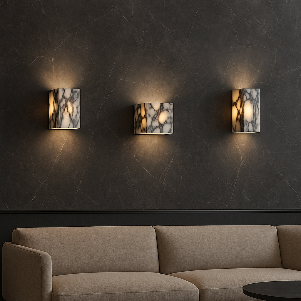 Applique Murale en Marbre | Élégante Lumière Ambiante pour Intérieur