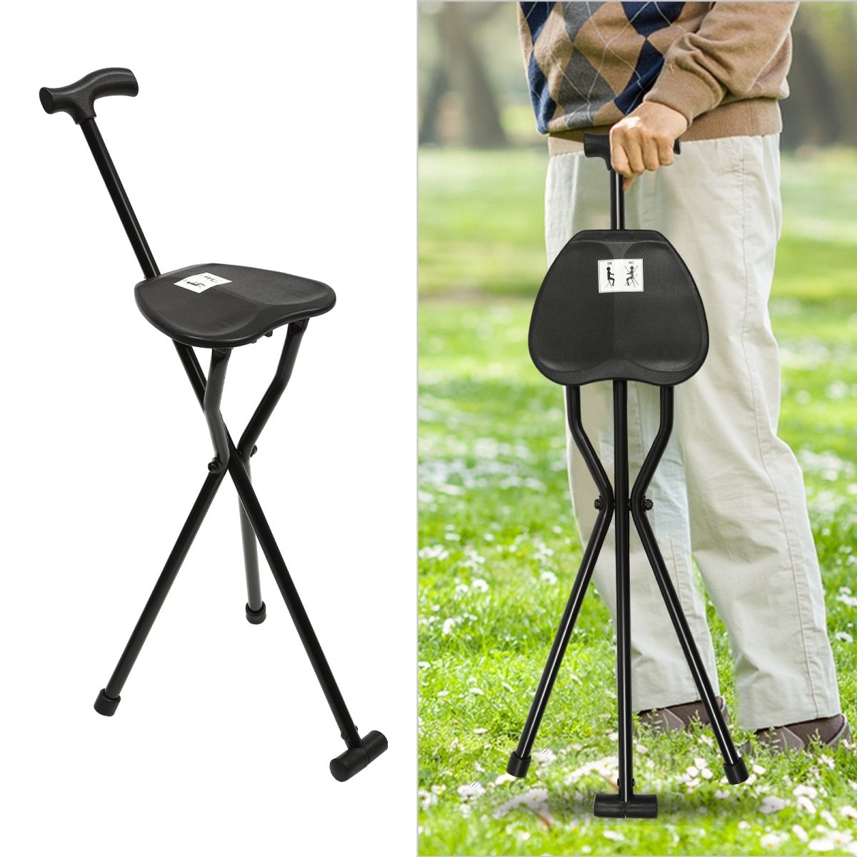 Canne de Marche Pliable avec Siège | Confort et Mobilité en Déplacement