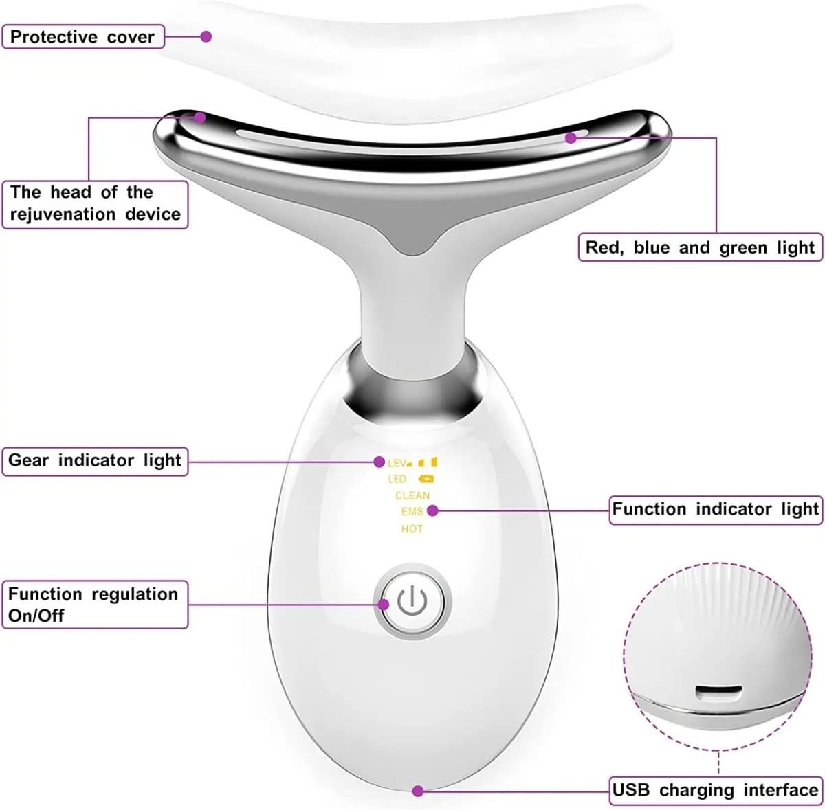 Masseur Facial 3-en-1 avec Lumière | Relaxation et Éclat de Peau Instantanés