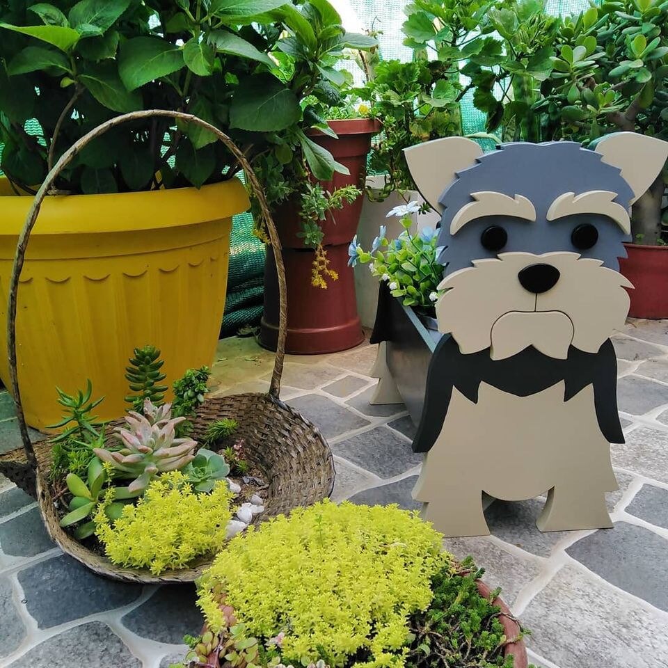 Pot de Fleurs Thème Chiens | Décoratif et Durable pour Intérieur/Extérieur