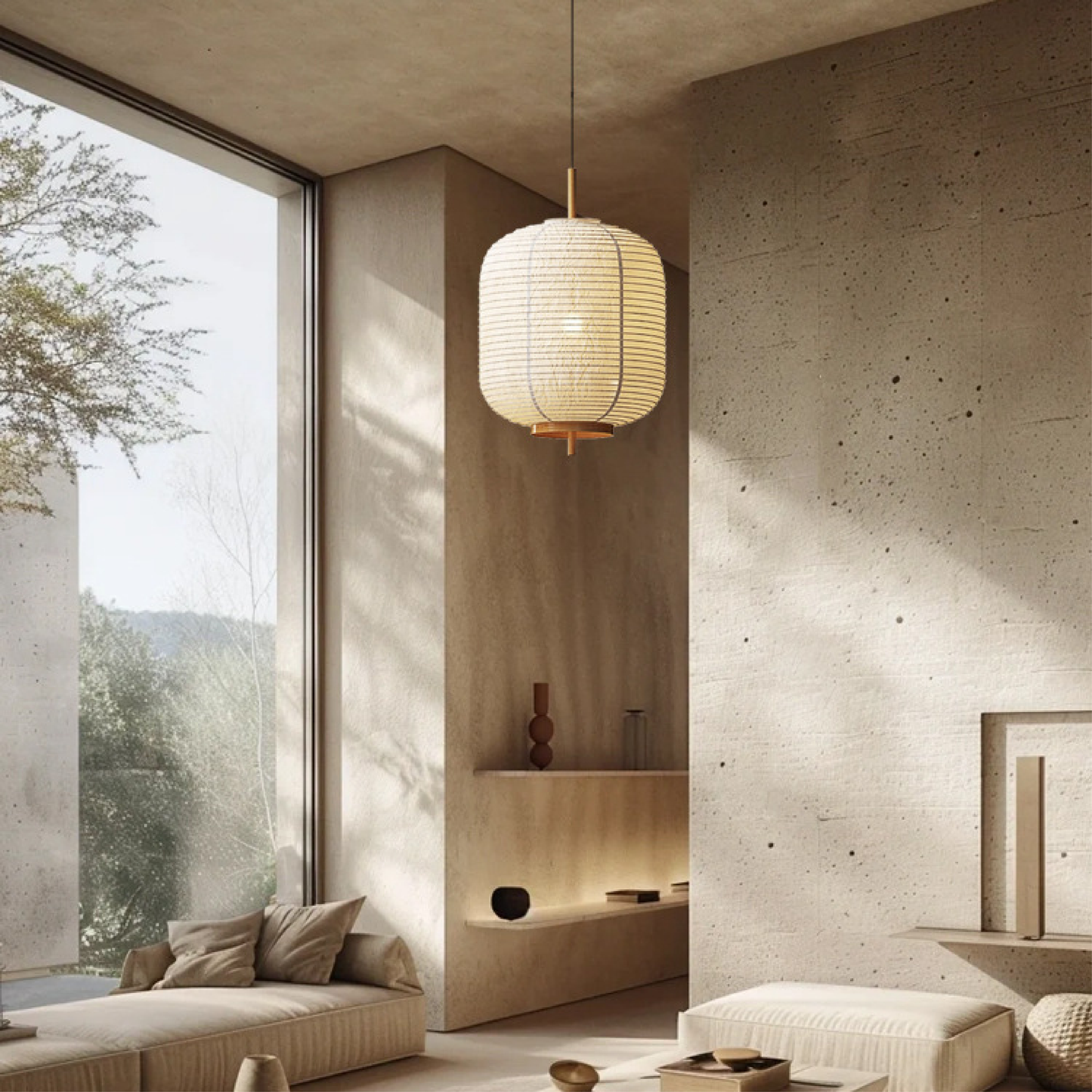 Lampe Suspendue en Papier de Riz | Élégance Minimaliste et Ambiance Apaisante