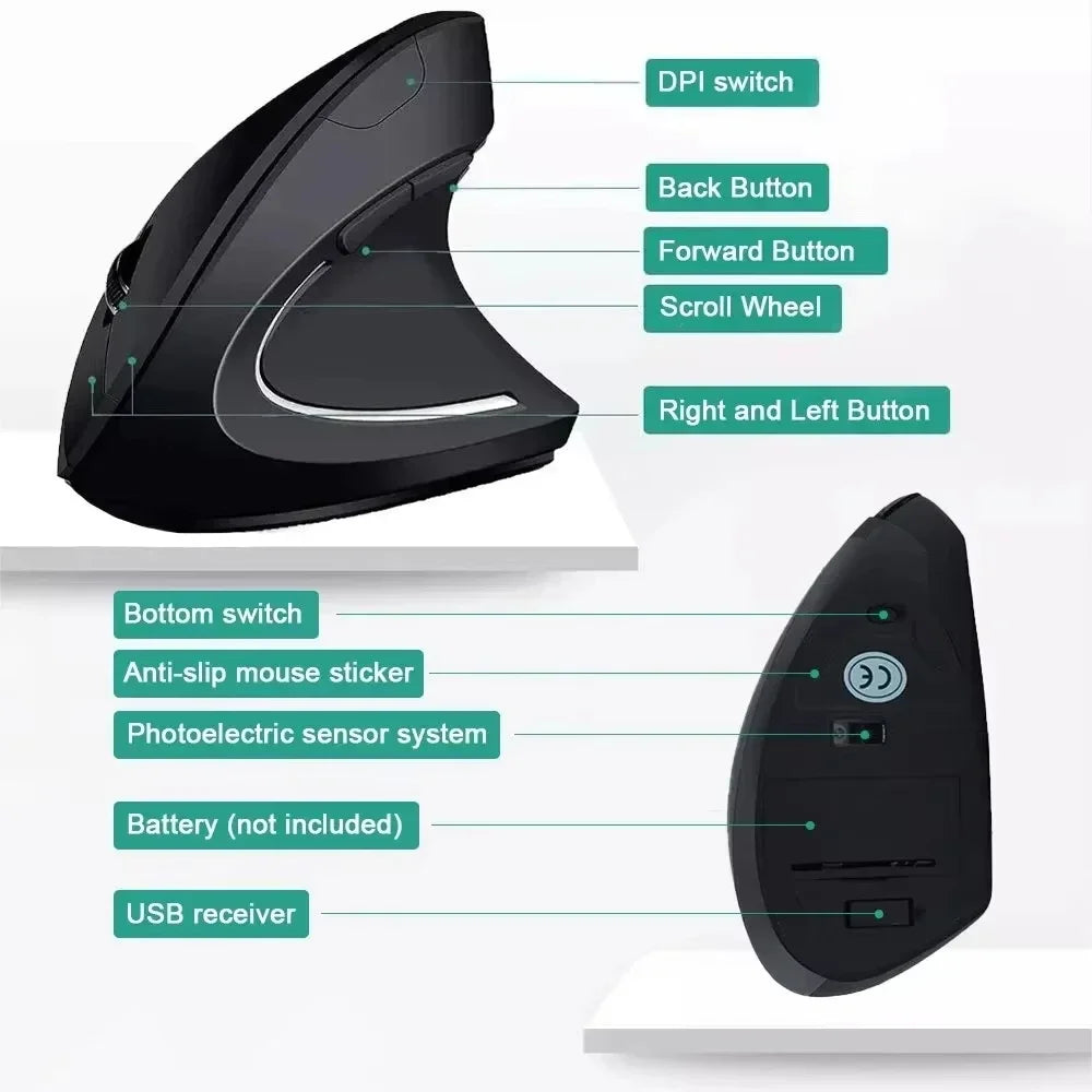 Souris Verticale Ergonomique Sans Fil | Confort et DPI Réglable